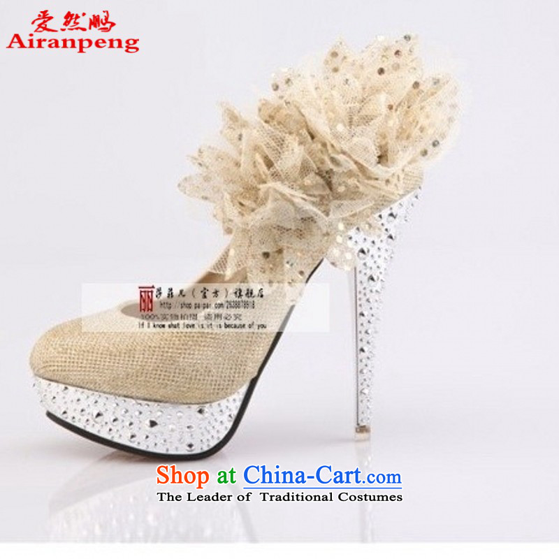 2014 new women's shoe the the high-heel shoes red marriage bride marriage shoes for larger marriage shoes crystal shoes, silver 38, 1389 Love So Peng (AIRANPENG) , , , shopping on the Internet
