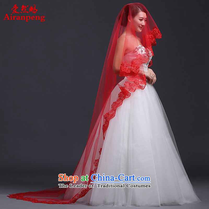 3-piece set of bride wedding accessories 3 m maximum lace and legal tail and legal P8 Accessories Red