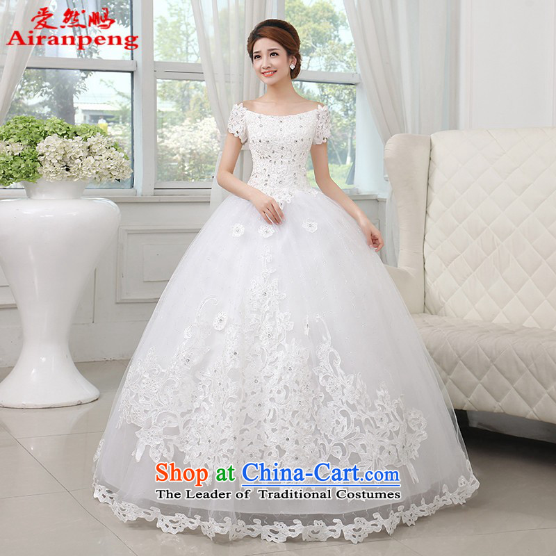 Love So Peng New 2015 princess slotted shoulder wedding dresses tail Korean water drilling thin snap to bind the video with a large number of large trailing M package, Love Returning so AIRANPENG Peng () , , , shopping on the Internet