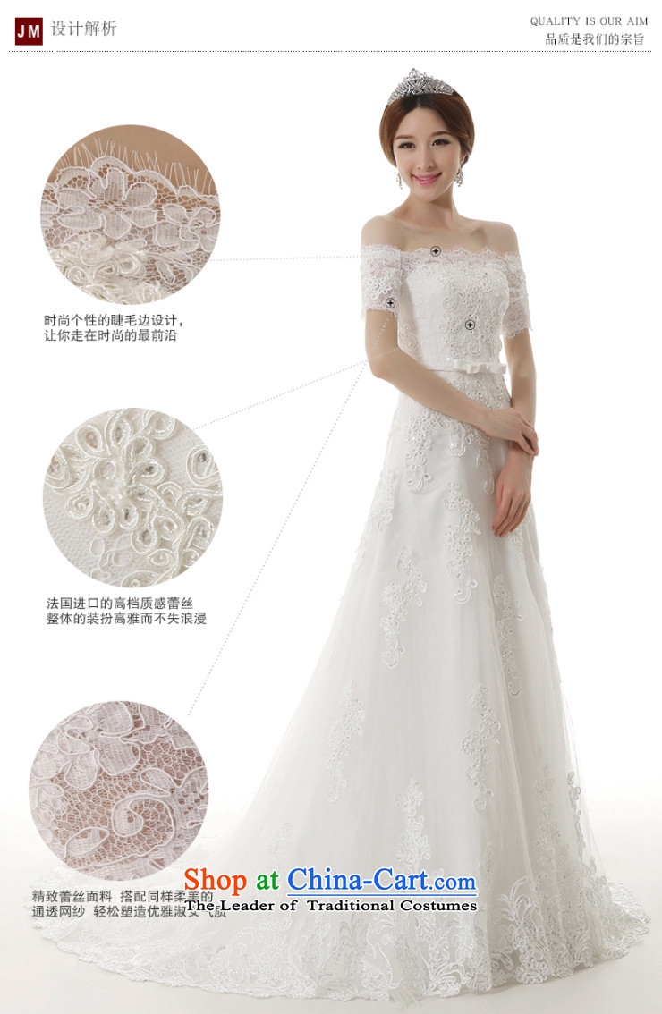 2015 Autumn and winter new one field for a crowsfoot shoulder wedding dress Korean style with simple Sau San A skirt as small trailing bride wedding pictures, price white S platters, brand! The elections are supplied in the national character of distribution, so action, buy now enjoy more preferential! As soon as possible.