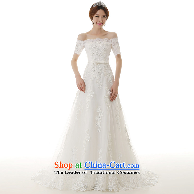 2015 Autumn and winter new one field for a crowsfoot shoulder wedding dress Korean style with simple Sau San A skirt as small trailing bride wedding white S, plumbing, , , , shopping on the Internet
