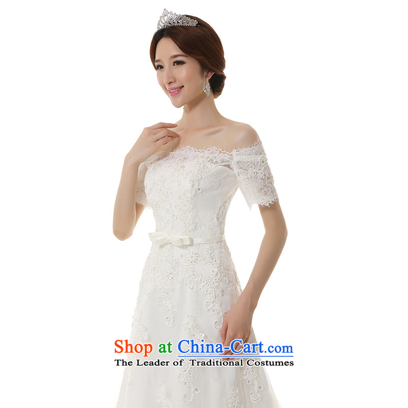 2015 Autumn and winter new one field for a crowsfoot shoulder wedding dress Korean style with simple Sau San A skirt as small trailing bride wedding white S, plumbing, , , , shopping on the Internet