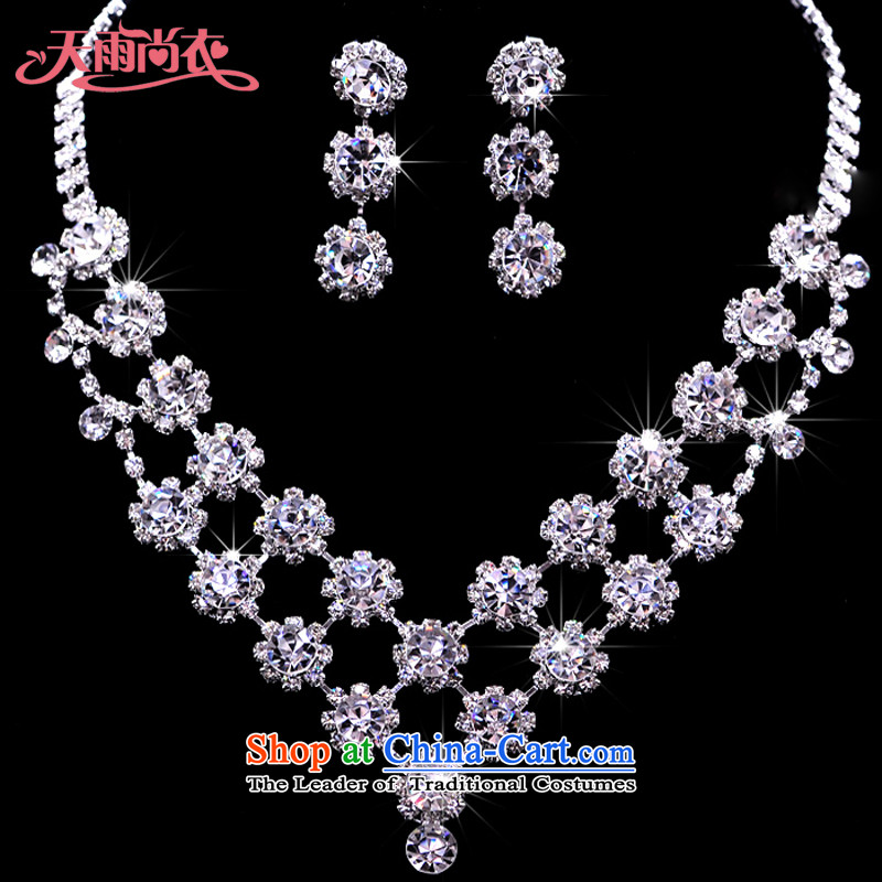 Rain Coat beautiful bride marriage yet jewelry photo building style necklace wedding dresses and ornaments water diamond necklace earrings crown kits Xl02+hg64 necklace + Earrings
