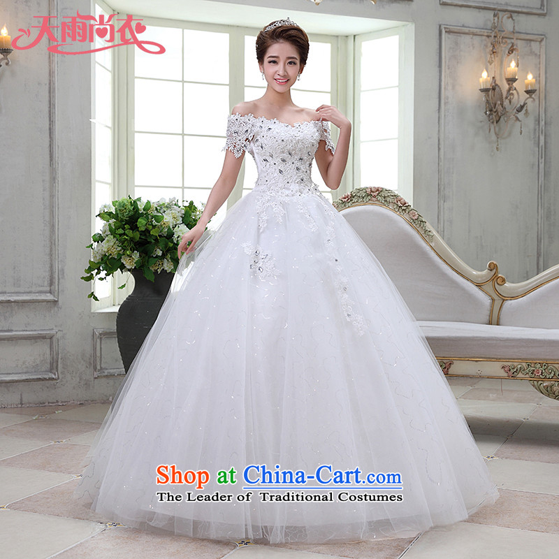 Rain-sang Yi marriages 2015 wedding dresses new sweet a shoulder straps align field to diamond strap video thin white gauze HS930 white XXL, rain still Yi shopping on the Internet has been pressed.
