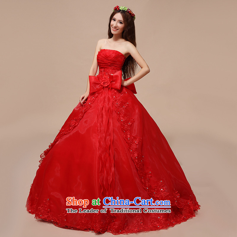 Rain-sang Yi marriages new wedding celebration for the chest and sweet red out of Princess wedding HS844 RED M rain still Yi shopping on the Internet has been pressed.