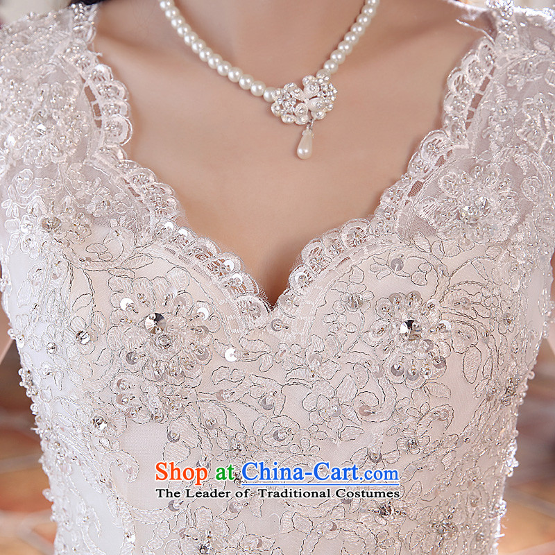 Honeymoon bride wedding spring 2015 new products wedding dresses new package shoulder princess deep V-neck strap to align the wedding wedding lace wedding White M honeymoon bride shopping on the Internet has been pressed.