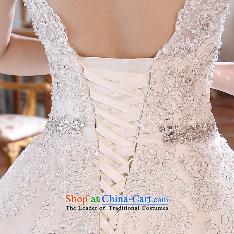 Honeymoon bride wedding spring 2015 new products wedding dresses new package shoulder princess deep V-neck strap to align the wedding wedding lace wedding White M honeymoon bride shopping on the Internet has been pressed.