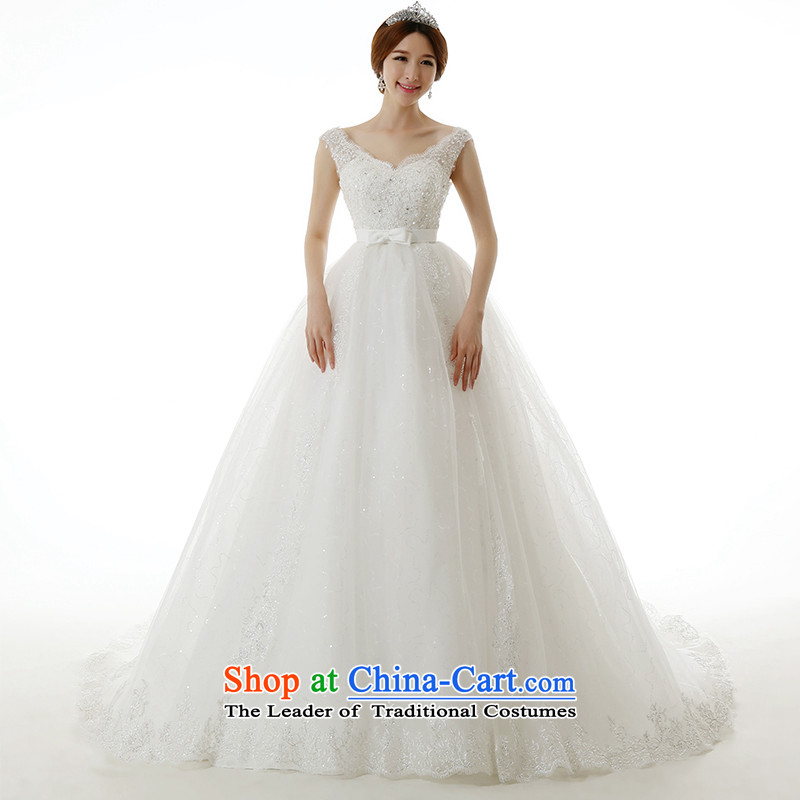 Clean the new 2015 Korean man Top Loin of pregnant women brides edition tail wedding word shoulder lace large tie marriages wedding dresses white streak of S, plumbing, , , , shopping on the Internet