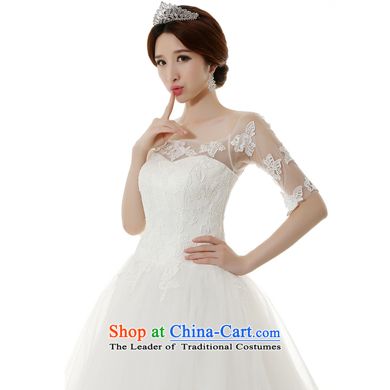  The spring and summer of 2015, clean the new word in the breast of his shoulder long-sleeved tail wedding dresses Korean style package shoulder straps large video thin tail wedding dresses white tailored, plumbing, , , , shopping on the Internet
