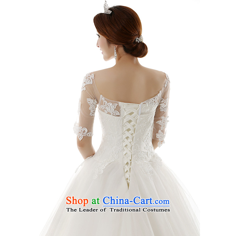  The spring and summer of 2015, clean the new word in the breast of his shoulder long-sleeved tail wedding dresses Korean style package shoulder straps large video thin tail wedding dresses white tailored, plumbing, , , , shopping on the Internet