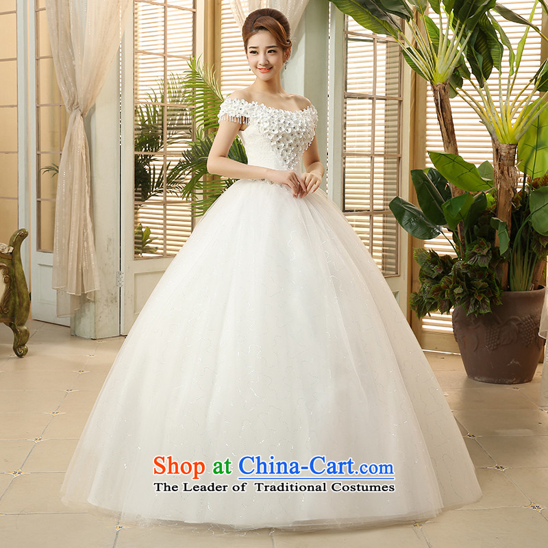 The HIV NEW 2015 wedding dresses the word shoulder flowers diamond lace retro straps Korean sweet to align the princess H-41 yarn  , L, HIV Miele White , , , shopping on the Internet