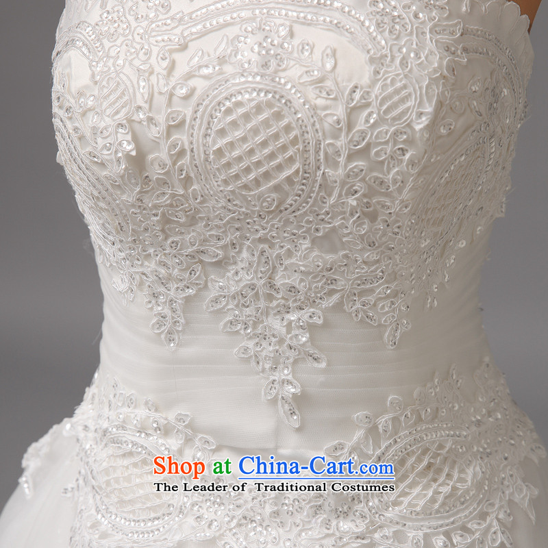Honeymoon bride wedding dresses 2015 new Korean Princess tail wedding deluxe lace anointed chest wedding white L, bride honeymoon shopping on the Internet has been pressed.