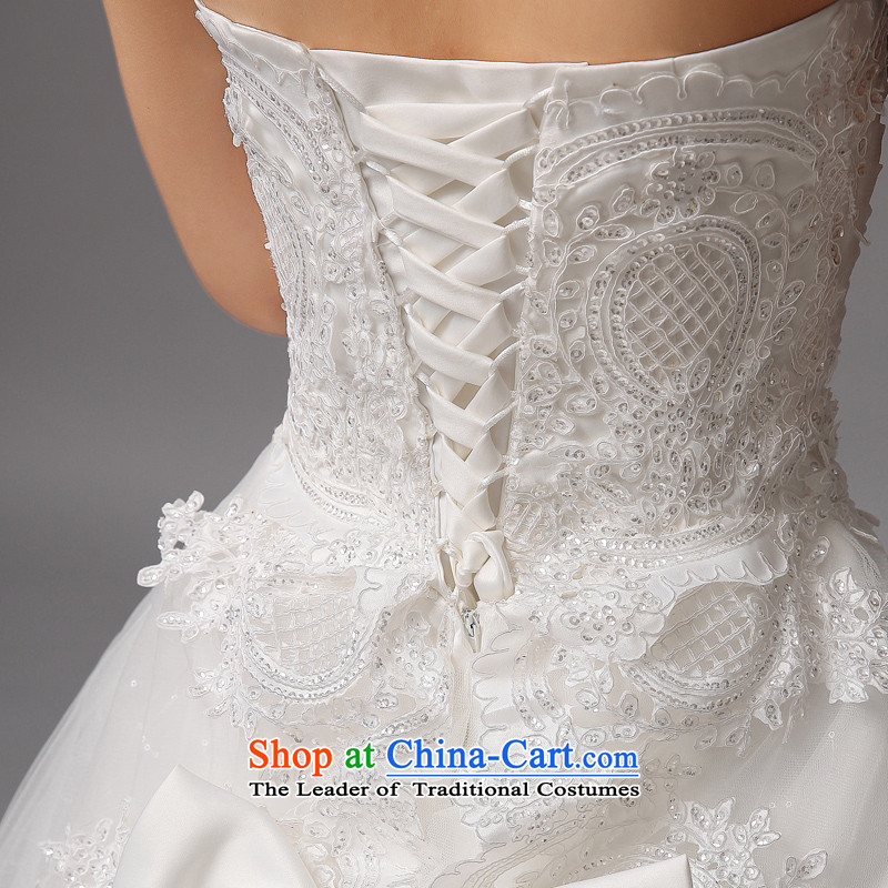 Honeymoon bride wedding dresses 2015 new Korean Princess tail wedding deluxe lace anointed chest wedding white L, bride honeymoon shopping on the Internet has been pressed.