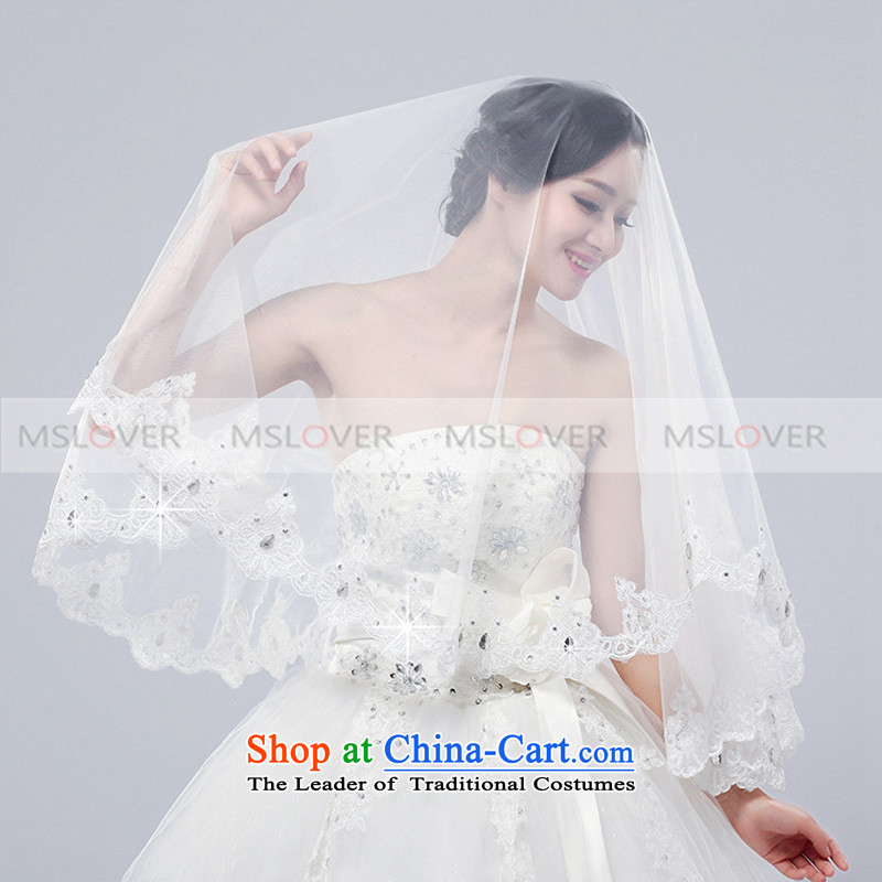 Mslover lace 2 m single layer wedding dresses accessories marriages headdress long head of diamond_