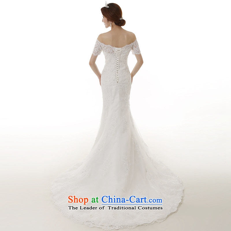 Clean the spread of autumn and winter 2015 new bride a field for the shoulder lace crowsfoot wedding dresses word elegant collar middle sleeve Sau San video thin crowsfoot large tail bridal dresses, M, plumbing, cuff has been pressed shopping on the Inter
