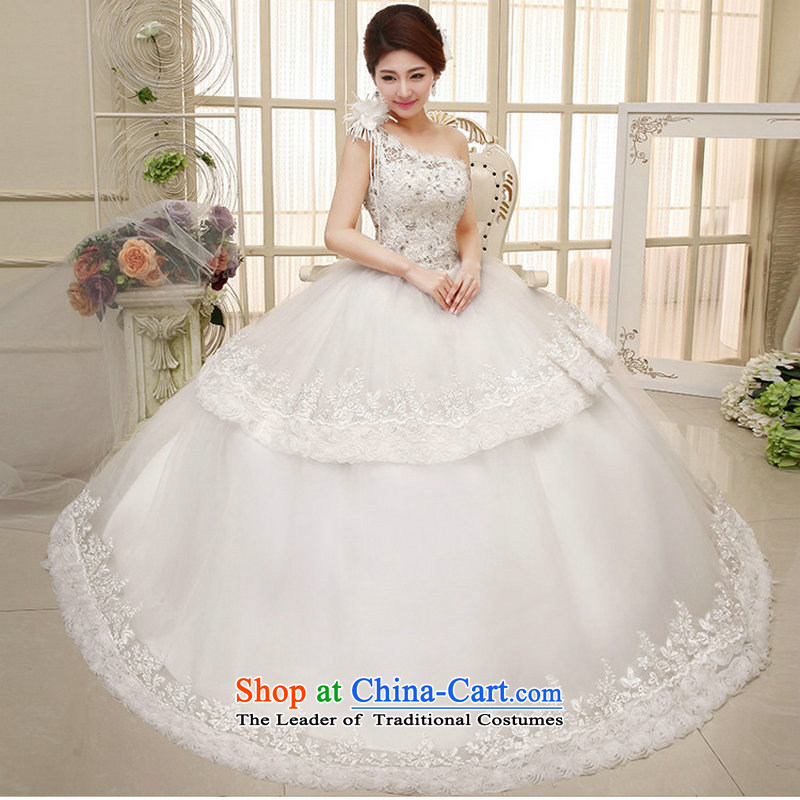 Optimize high-end fashion Hong-flower wedding sweet bride lace wedding manually set the drill shoulder 2014 new wedding XS578 white L, Optimize Hong shopping on the Internet has been pressed.