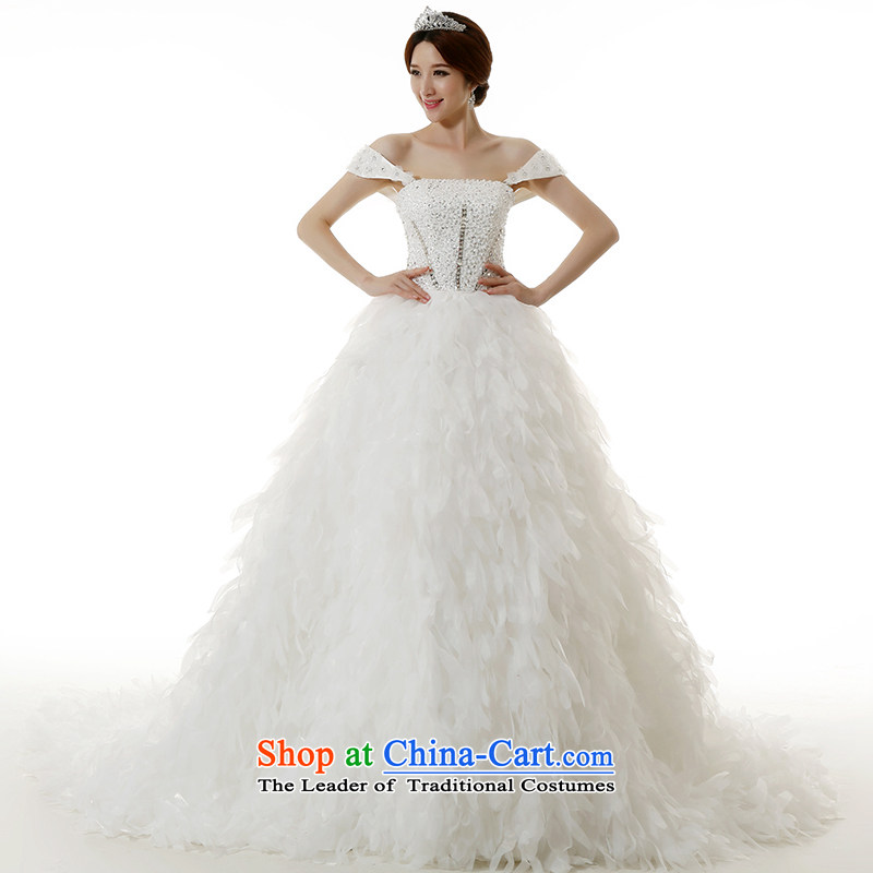 Clean the new Ultra 2015 diffuse Deluxe Big tail feathers flowers wedding dresses and stylish ultra-long chest luxury tail wedding tail 150CM, plumbing, , , , shopping on the Internet