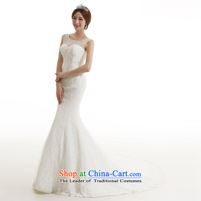 Clean the new 2015 diffuse lace crowsfoot small trailing wedding dresses transparent dual shoulder Foutune of graphics and package thin crowsfoot wedding dresses white L, plumbing, , , , shopping on the Internet