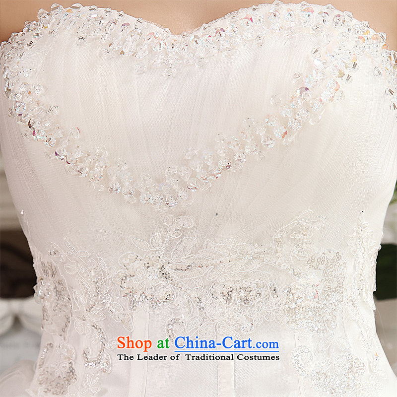 Honeymoon bride wedding dresses 2015 new water drilling and chest wedding align to bind with Princess wedding white L, bride honeymoon shopping on the Internet has been pressed.