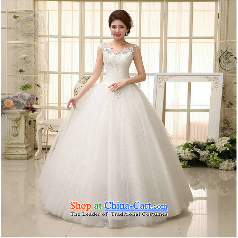 Optimize Hong-marriage wedding dresses new 2014 engraving lace Korean Princess stylish straps to align the wedding XS784 White?XXL