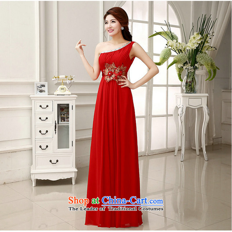 Optimize video bridesmaid dress long small dress marriages serving modern dress bows wedding dresses new xs578 red?S