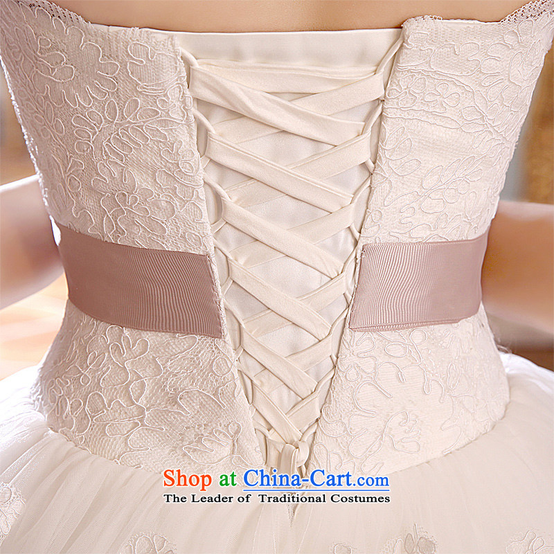Honeymoon bride wedding dresses 2015 new lace straps wedding tail wedding White XL, bride honeymoon shopping on the Internet has been pressed.