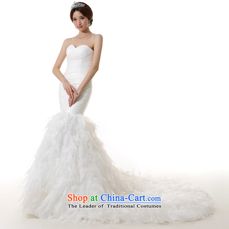 Clean and simple man crowsfoot wedding small trailing 2015 new crowsfoot wedding dresses dream stylish petals tail feathers wedding dresses XXL, White man jie , , , shopping on the Internet