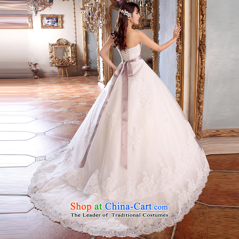 Honeymoon bride wedding dresses 2015 new lace straps wedding trailing white wedding , L, bride honeymoon shopping on the Internet has been pressed.