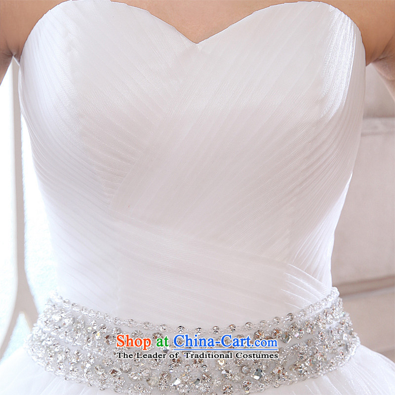 Honeymoon bride Wedding 2015 new products wedding dresses and sexy new V-neck and chest wedding sweet princess wedding white L, bride honeymoon shopping on the Internet has been pressed.