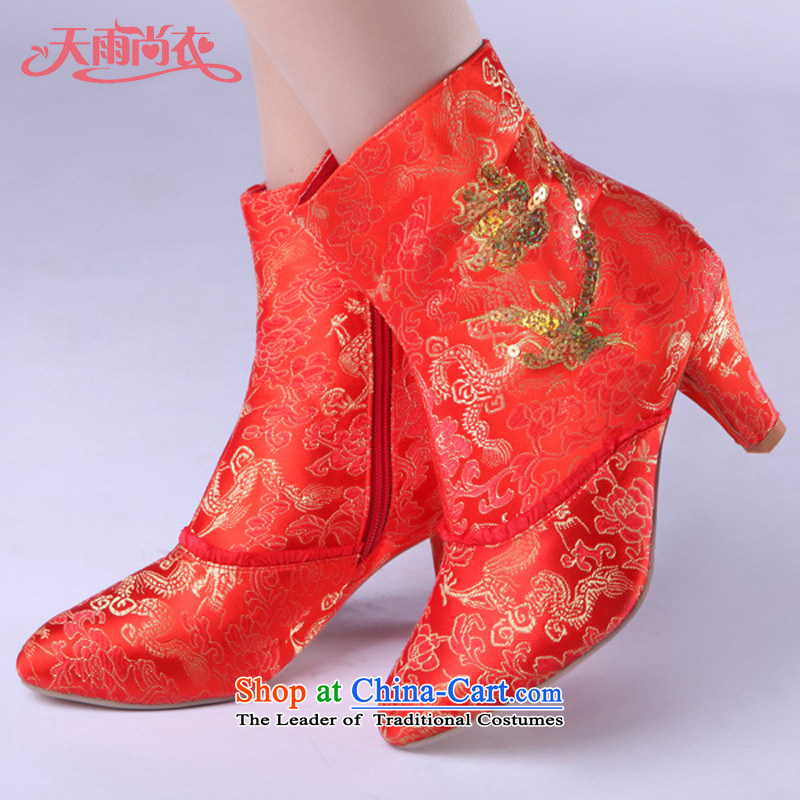 Rain-sang Yi marriages shoes wedding dress shoes marriage shoes qipao marriage shoes half boots qipao XZ075 boots red 37, rain-sang Yi shopping on the Internet has been pressed.