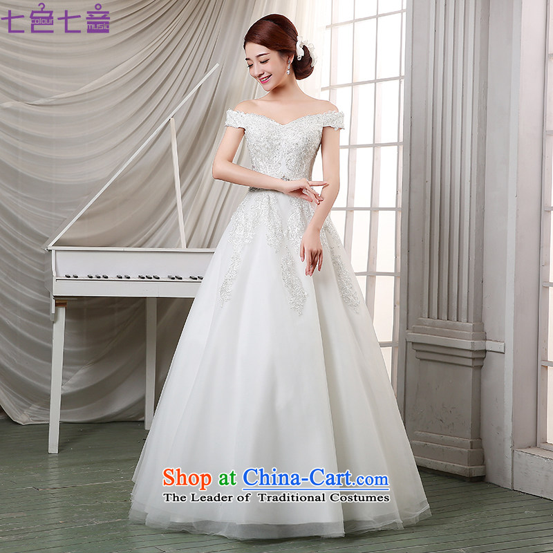 7 Color 7 tone won 2015 New align version to large princess sweet wedding word shoulder foreign trade wedding H001 White XL
