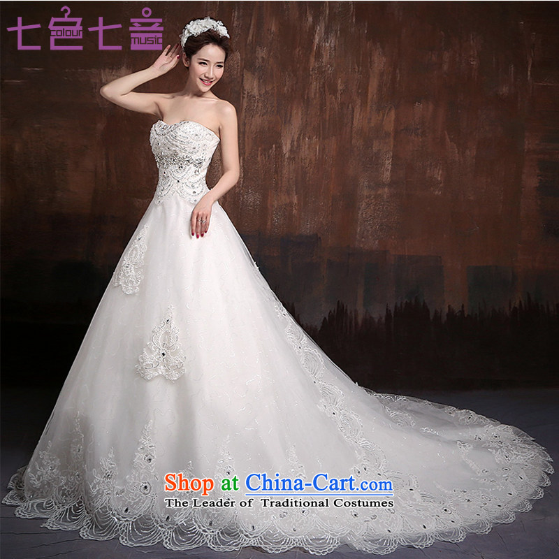 7 Color 7 tone Korean new bride 2015 Deluxe Big tail wedding Foutune of video thin wiping the chest wedding dresses H009 white tailored, 7 7 Color Tone , , , shopping on the Internet