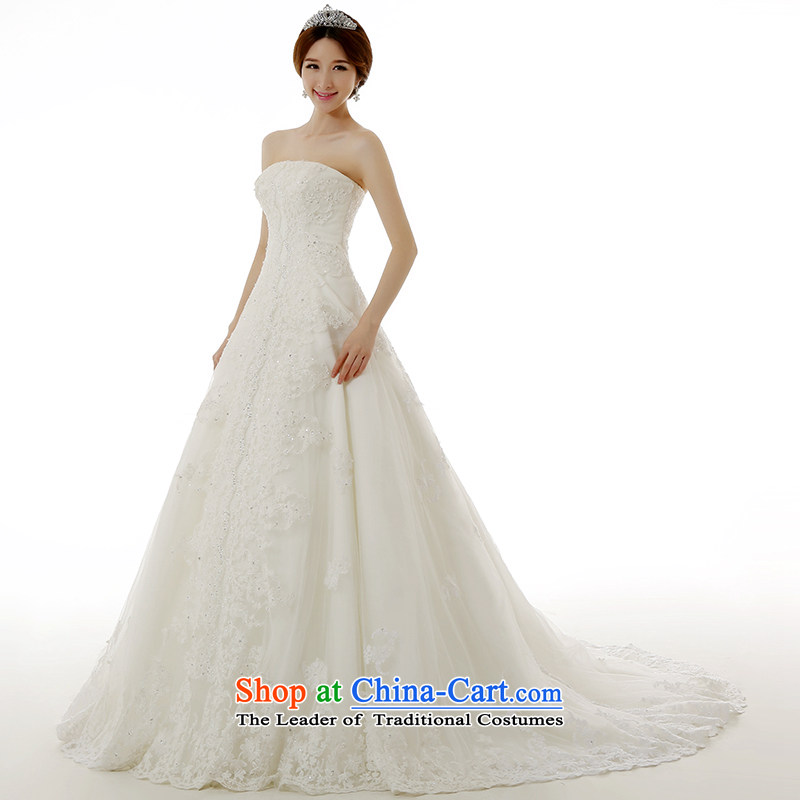 Clean the new winter 2015 diffuse stylish Korean anointed chest lace large tail wedding dresses Korean Sau San Princess Bride with lace tail wedding dress White XL, plumbing, , , , shopping on the Internet