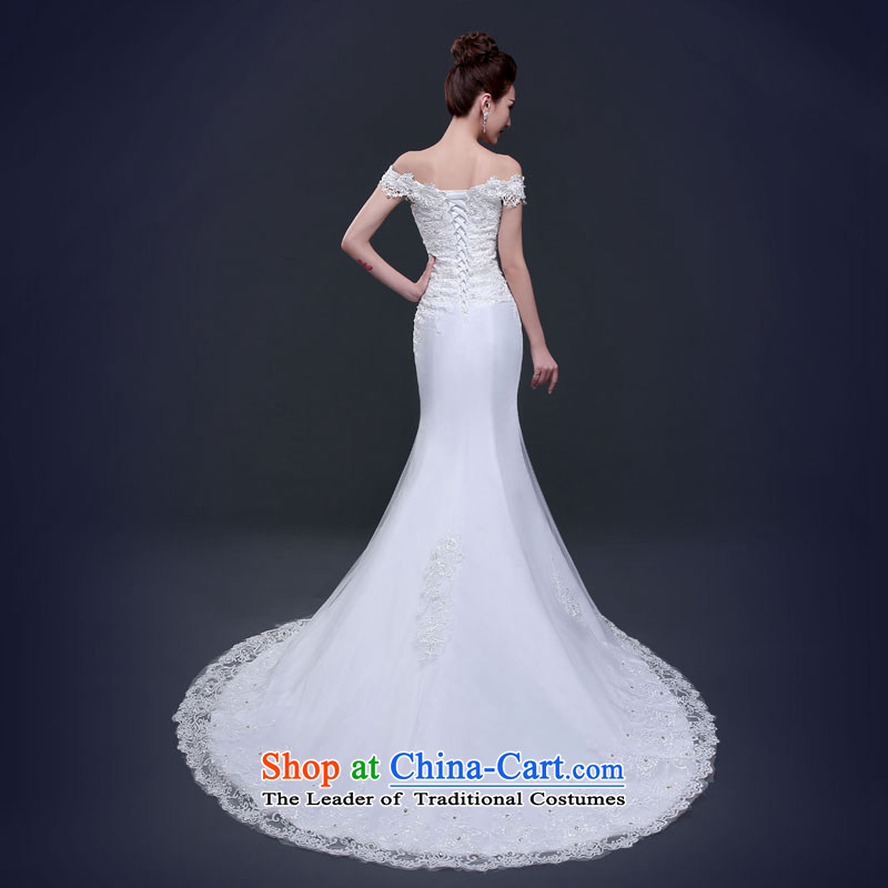 7 Color 7 tone Korean New 2015 Sau San Korean shoulders a simple word shoulder crowsfoot tail wedding dresses H015 White M 7 7 Color Tone , , , shopping on the Internet