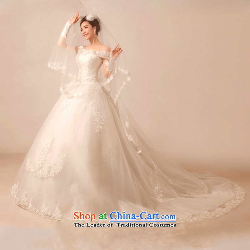 7 Color 7 tone Korean wedding dresses new Word 2014 luxury shoulder lace tail align to the princess straps wedding H016 tail) , L, 7 color 7 Tone , , , shopping on the Internet