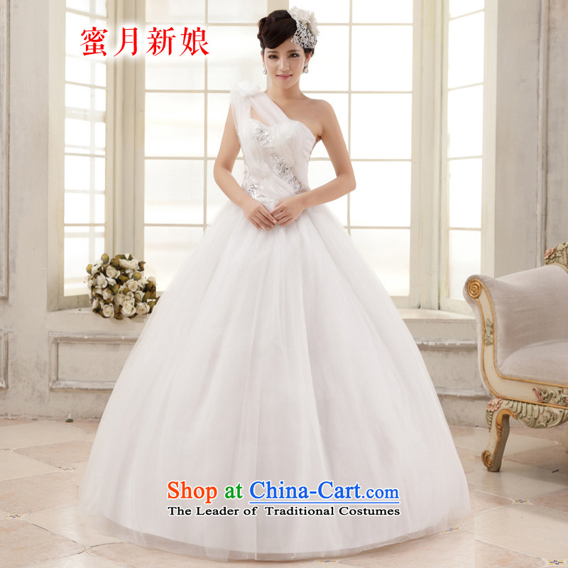 Honeymoon bride wedding dresses 2015 Korean sweet princess shoulder flowers wedding to align the strap wedding white S