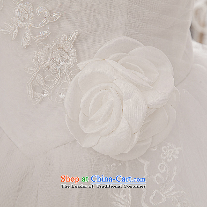Honeymoon bride wedding dresses 2015 new Korean fresh sweet Princess Mary Magdalene Chest Flower to align the strap wedding white XS, bride honeymoon shopping on the Internet has been pressed.