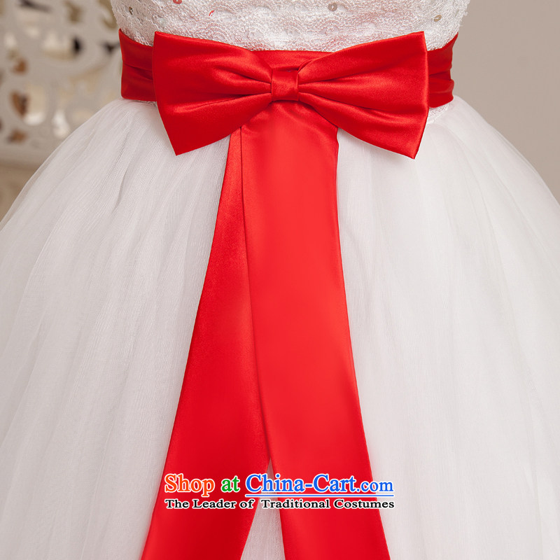 Honeymoon bride wedding dresses 2015 new Korean Bow Tie Top Loin anointed chest wedding princess bon bon wedding White M honeymoon bride shopping on the Internet has been pressed.