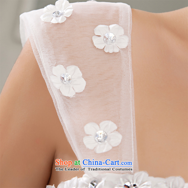 Honeymoon bride wedding dresses 2015 new Korean shoulder straps wedding Flower Princesses bon bon wedding white L, bride honeymoon shopping on the Internet has been pressed.