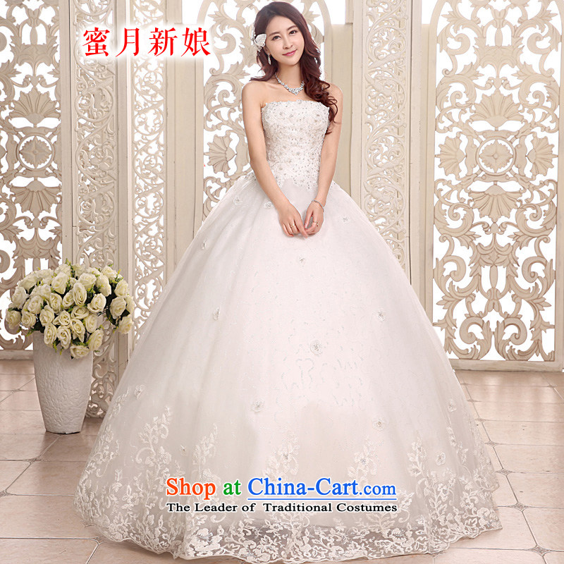 Honeymoon bride bride wedding dresses2015 wedding align with Chest Flower to Princess straps bon bon wedding WhiteXL