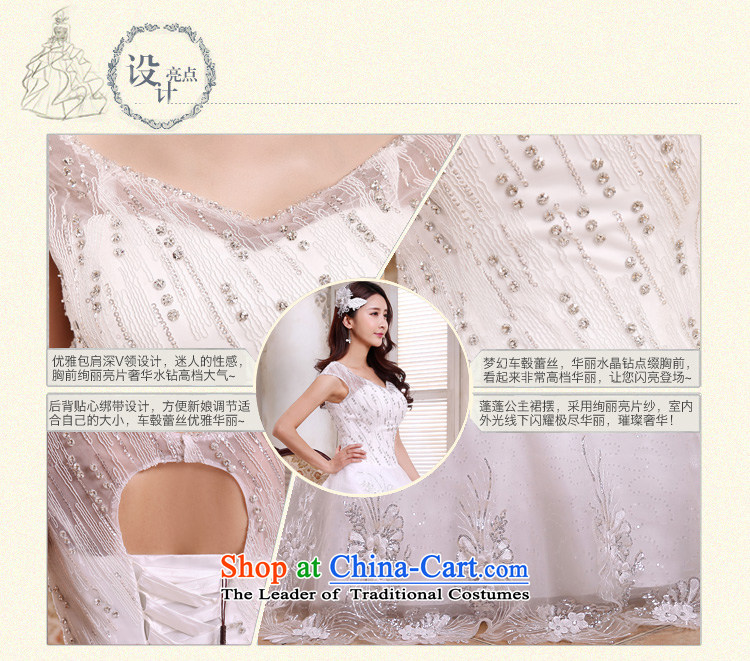 Honeymoon bride 2015 new products wedding dresses Korean shoulders deep V-Neck long tail light slice wedding band wedding White M pictures, prices, brand platters! The elections are supplied in the national character of distribution, so action, buy now enjoy more preferential! As soon as possible.