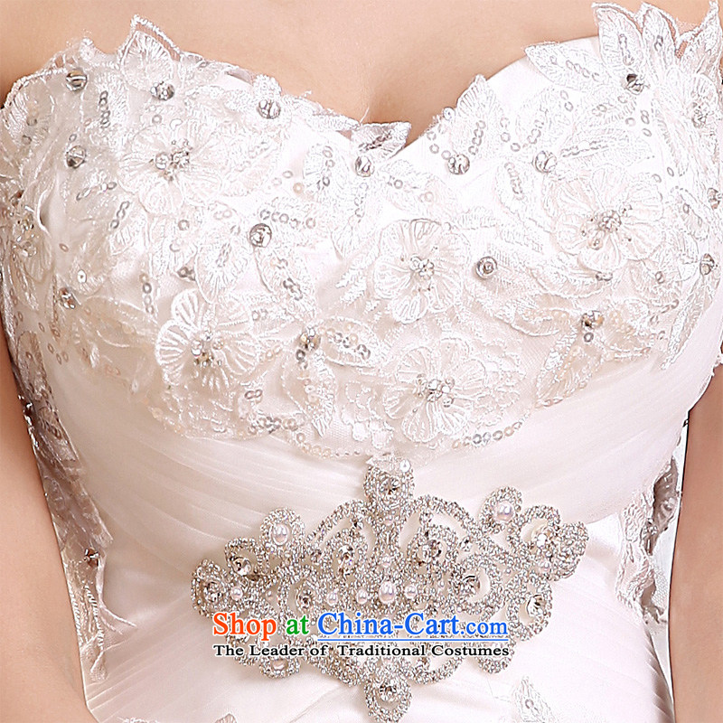 Honeymoon bride 2015 wedding dresses Korean diamond foutune crowsfoot wedding zipper tail wedding White M honeymoon bride shopping on the Internet has been pressed.