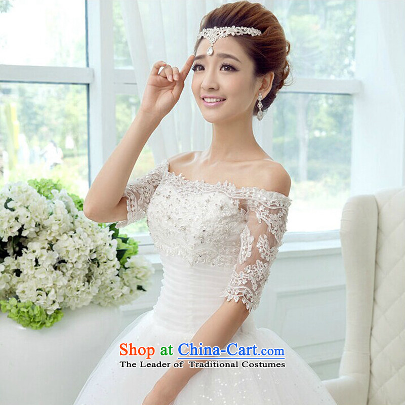 7 Color 7 tone Korean Word 2015 new shoulder water drilling in Princess lace cuff to align the wedding dress H026  XXL, to align the White 7 color 7 Tone , , , shopping on the Internet