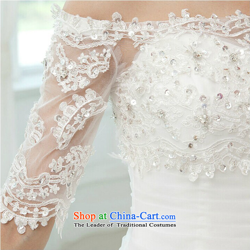 7 Color 7 tone Korean Word 2015 new shoulder water drilling in Princess lace cuff to align the wedding dress H026  XXL, to align the White 7 color 7 Tone , , , shopping on the Internet