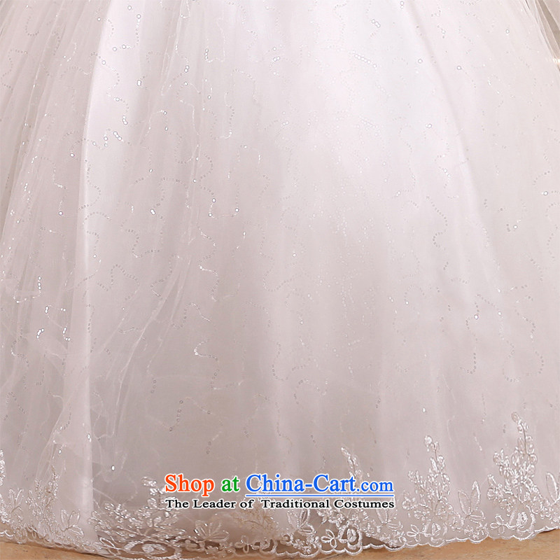 Honeymoon bride 2015 new products wedding dresses Korean shoulders deep V-Neck long tail light slice wedding band wedding white L, bride honeymoon shopping on the Internet has been pressed.