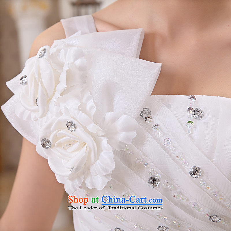 Love of the overcharged by 2015 new water drilling flowers Korean Princess Mary Magdalene Chest straps wedding to align the white wedding dresses wedding dress White M love of the overcharged shopping on the Internet has been pressed.
