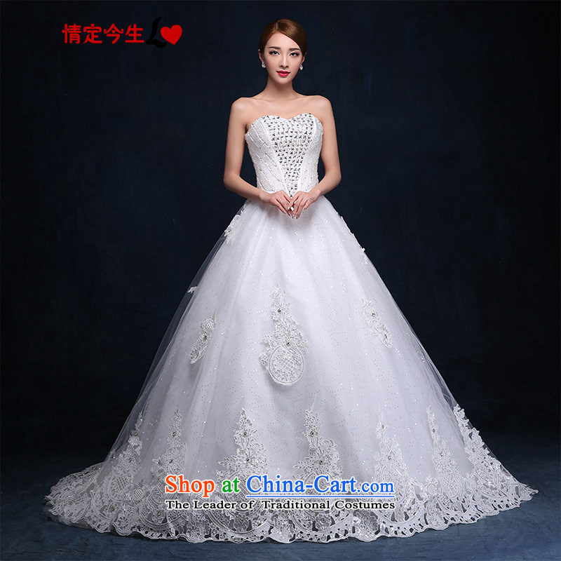 Love of the overcharged3 m deluxe and legal tail wedding Korean version of the new Large 2015 V-Neck sweet Princess Bride diamond lace whiteS