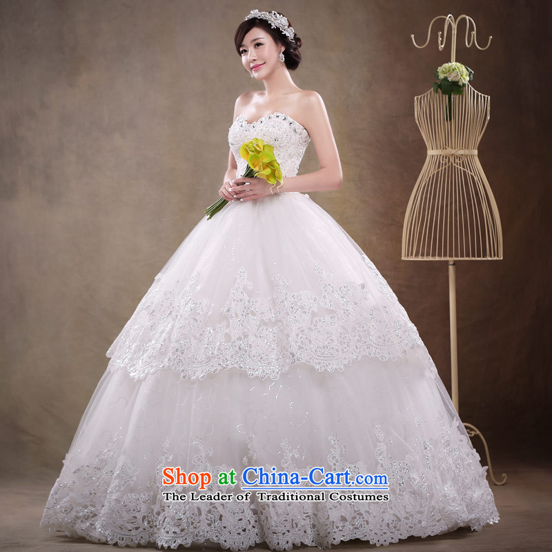 Love of the overcharged Korean sweet strap bride wedding dresses Summer 2015 New Princess bon bon heart-shaped skirt deep V-Neck Foutune-lace white XXL, chest wiping the love of the overcharged shopping on the Internet has been pressed.