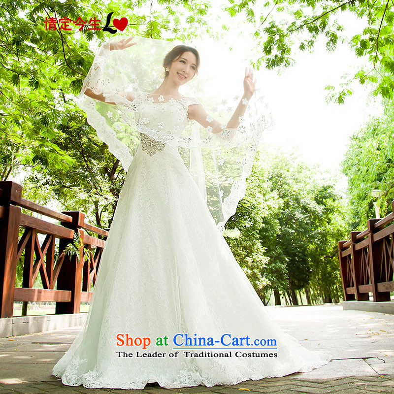 Love of the overcharged by 2015 new wedding dresses Korean video thin wiping the Chest Sau San crowsfoot tail white lace Foutune of type m White?XXL
