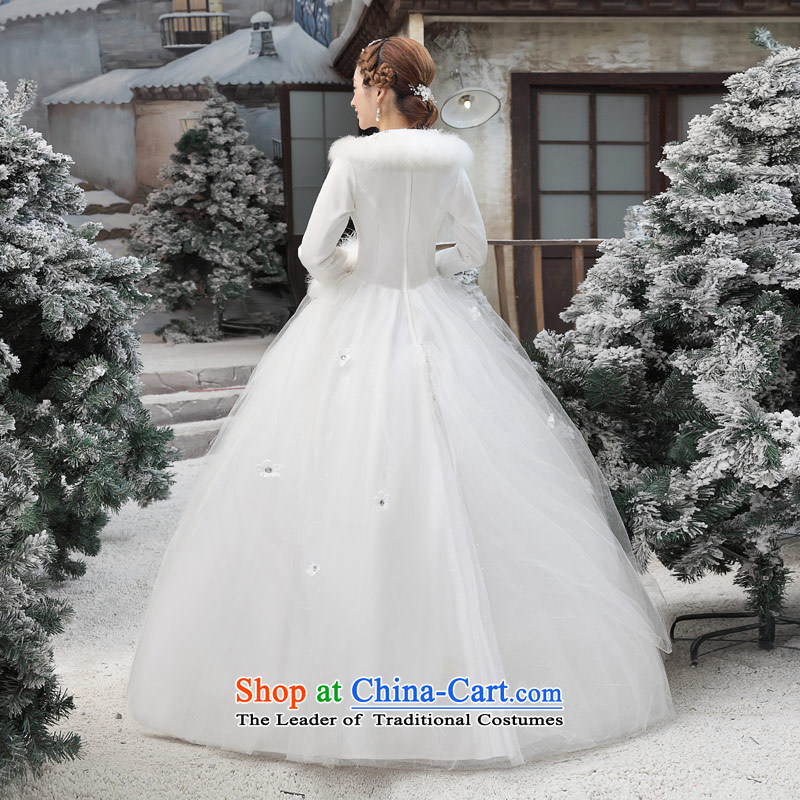 Love of the overcharged winter wedding dresses winter 2015 new Korean winter gross for thick winter of long-sleeved) COTTON 04 White M 2 feet waist love of the overcharged shopping on the Internet has been pressed.